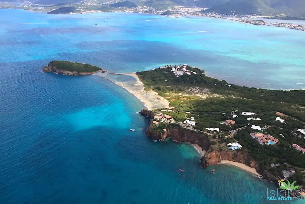 8 Aerial View From Ocean Over Terre Basses Villas LBC Island Marigot In Distance 4 11zon 4 11zon